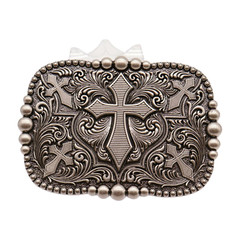 New Men Belt Buckle Antique Silver Metal Western Cross Weekend Fashion Accessory