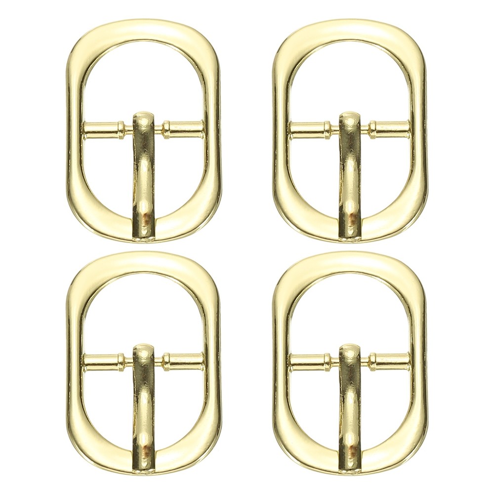 4 Pcs 0.6 Inch Single Prong Buckle Oval Center Bar Buckle, Gold Tone
