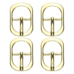 4 Pcs 0.6 Inch Single Prong Buckle Oval Center Bar Buckle, Gold Tone