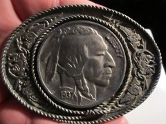 FAUX LIBERTY NICKEL 1937 THEME BELT BUCKLE – GW-13