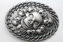 New Men / Women Dark Silver Metal Belt Buckle Fashion Skeleton Skulls Halloween