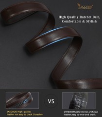JASGOOD Men&rsquo;s Leather Ratchet Belt Strap Suit Pant Size 28&Prime;-44&Prime;, C-coffee