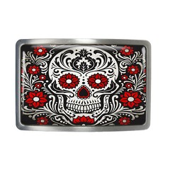 Ornate Skull Belt Buckle – Day of the Dead Skull Belt Buckle – 78