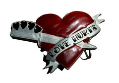 Love Hurts Sailor Jerry Dagger Heart Tattoo Belt Buckle