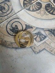 Authentic Gucci Interlocking G Belt Buckle Gold Tone Replacement 4cm 1.5&Prime; Buckle