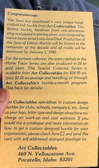 Seaside California (state collector series) belt buckle 1987 Silver Plate