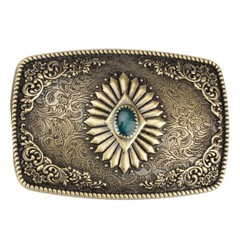 Flower Tattoo Belt Buckle Western Cowboy Native American Motorcyclists (TT-05-G)