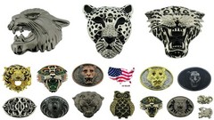 Men Women Belt Buckle Lion Wolf Bear Dragon Black Panther Western Rodeo Cowgirl