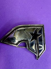 Famous Stars & Straps Silver Black Star Logo Metal Y2K Belt Buckle