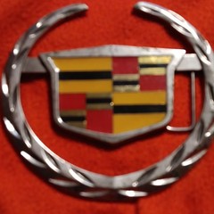 GM Licensed Cadillac Crest Metal Western Belt Buckle Silver Tone Fits 1.5in