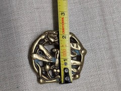 vintage 1970s belt buckle SOLID BRASS handcrafted DRAGONFLY brutalist western