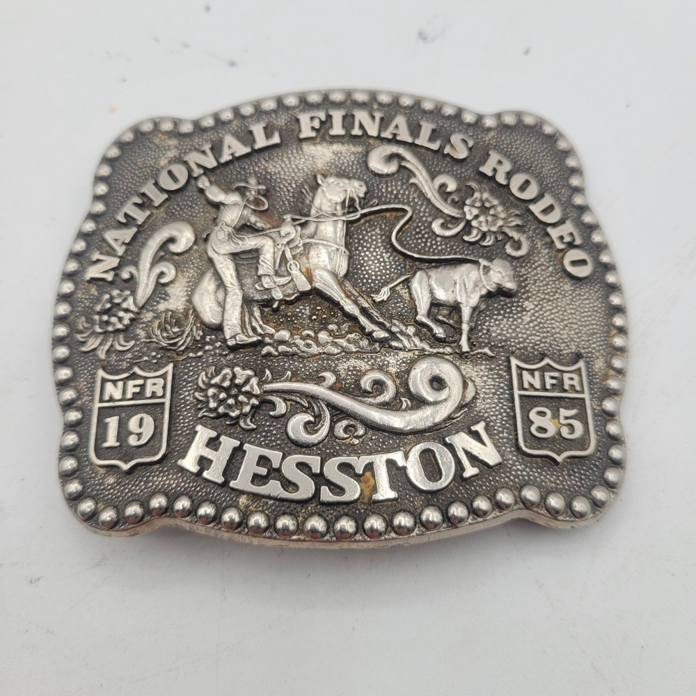 National Finals Rodeo Hesston 1985 NFR Adult Cowboy Buckle, Vintage