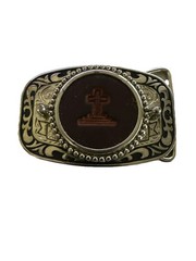WESTERN STYLE BELT BUCKLE With Cross Silver Plated Unique