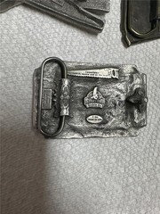Three Vintage Carpenter Related Belt Buckles, Stanley, Tools, etc