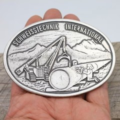 Welding Technology International Buckle Belt Buckle, Vintage Yellow