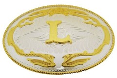 Initial A-Z Letter Belt Buckle Western Men Women Really Cowboy Rodeo Gold Silver
