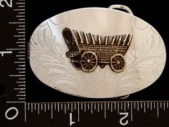 MG12131 VINTAGE ***COVERED WESTERN WAGON*** SILVERTONE BELT BUCKLE