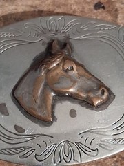 Hores Belt Buckle Nickel Silver Vintage 70s