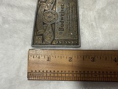 VINTAGE ANHEUSER BUSCH BUDWEISER BEER CAN LABEL BRASS BELT BUCKLE