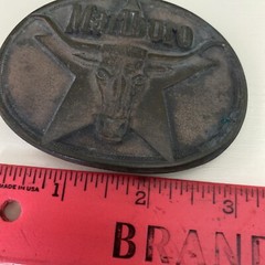 VTG Marlboro Belt Buckle Tobacco Rodeo Cowboy Bull Logo Brass 80&rsquo;s