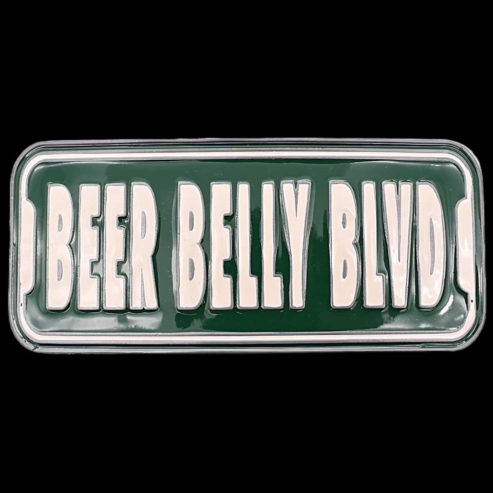Beer Belly Blvd Street Sign Joke Funny Fat Guy Pot Belly Belt Buckle