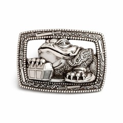Artistic Money Frog Belt Buckle – Antique Silver Statement