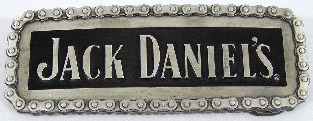 BELT BUCKLES Jack Daniel&rsquo;s Chain Edge Black Silver Rectangle Whiskey No. 7 NWOT!