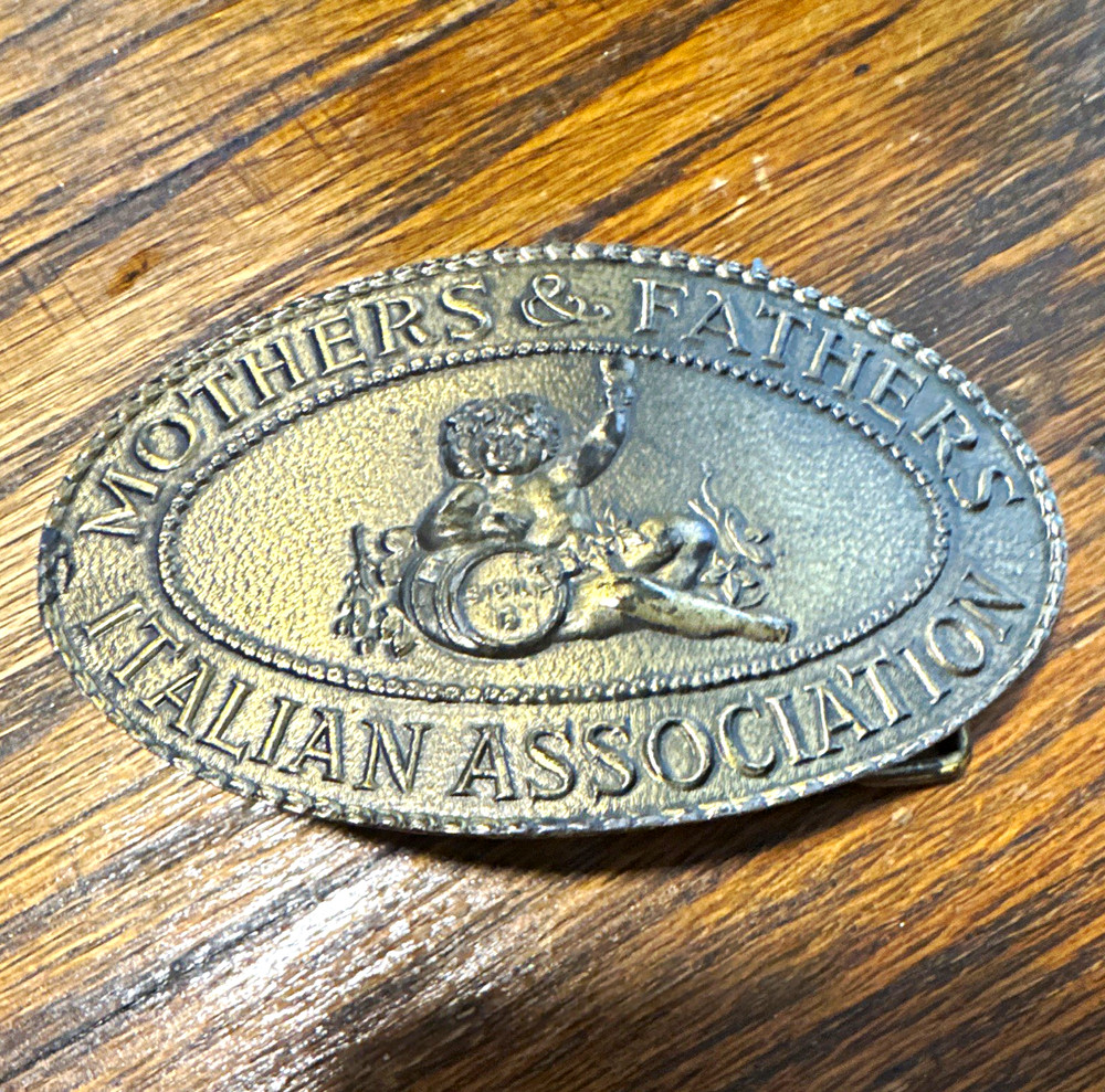 Ficca Italian Mothers & Fathers Oval Western Belt Buckle Gold Metal 1.5in Fit