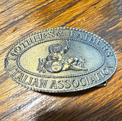 Ficca Italian Mothers & Fathers Oval Western Belt Buckle Gold Metal 1.5in Fit