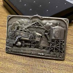 Vintage Pewter Mid Continental Railway Museum Wisconsin Engine Train Belt Buckle