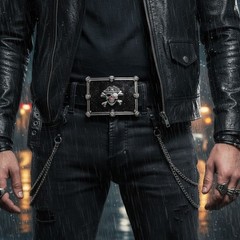 Men Women Fashion Buckle Silver Skull Skeleton Black Pirate Gothic Bones Square