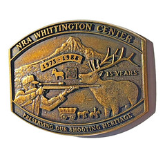 NRA Belt Buckle Whittington Center 15 Year 1973-1988 Hunting Shooting USA Bronze