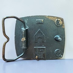 Bergamot Brass Works D & E Elkhorn WI 1975 Boxer Dog Belt Buckle 2.5”