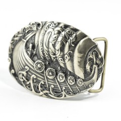 Viking warship Drakkar german silver buckle, Scandinavian Nordic Celtic warrior