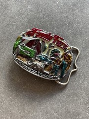 Vintage 1986 C&J Enamel Family Farm Scene Pewter Belt Buckle American Tradition
