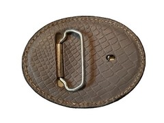 EAGLE Belt BUCKLE w/ WHITE BUCKSTITCHING Lg HANDMADE Brown LEATHER Western/Biker