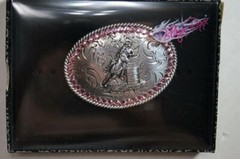BLAZIN ROXX Youth Belt Buckle Barrel Rider Rhinestones Pink & Silver 37380