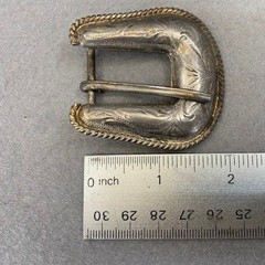 Vintage Mexico Ornate Scroll Design Alpaca Belt Buckle set Nickel