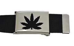 « MARIJUANA » PUNCH MILITARY CANVAS FLIP WEB BELT & BUCKLE 60 INCHES