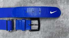 NIKE Men&rsquo;s Bright Blue Solid Color Silver Buckle Modern ONE SIZE Adjusts Max 40&Prime;