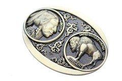 Men Native Cowboy Western Metal Buckle Antique Vintage Gold Buffalo Indian Bull