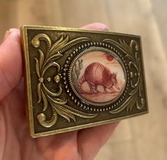 Armadillo Belt Buckle Western Rodeo Mens Gift Cactus Desert Animal Accessory