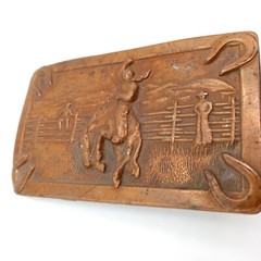 Bronc Riding Belt Buckle Horse Cowboy Ranch Rodeo Justin Boots Horseshoes Vtg
