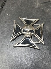 Black Iron Cross Skull Biker Belt Buckle