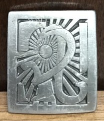 Vintage Jesse McLeod Design Pewter Belt Buckle Indiana Metal Craft 1-7/8”x 2-1/8