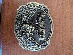 2024 Pendelton Whiskey Belt Buckle Gold Bronze with Bronco Bull