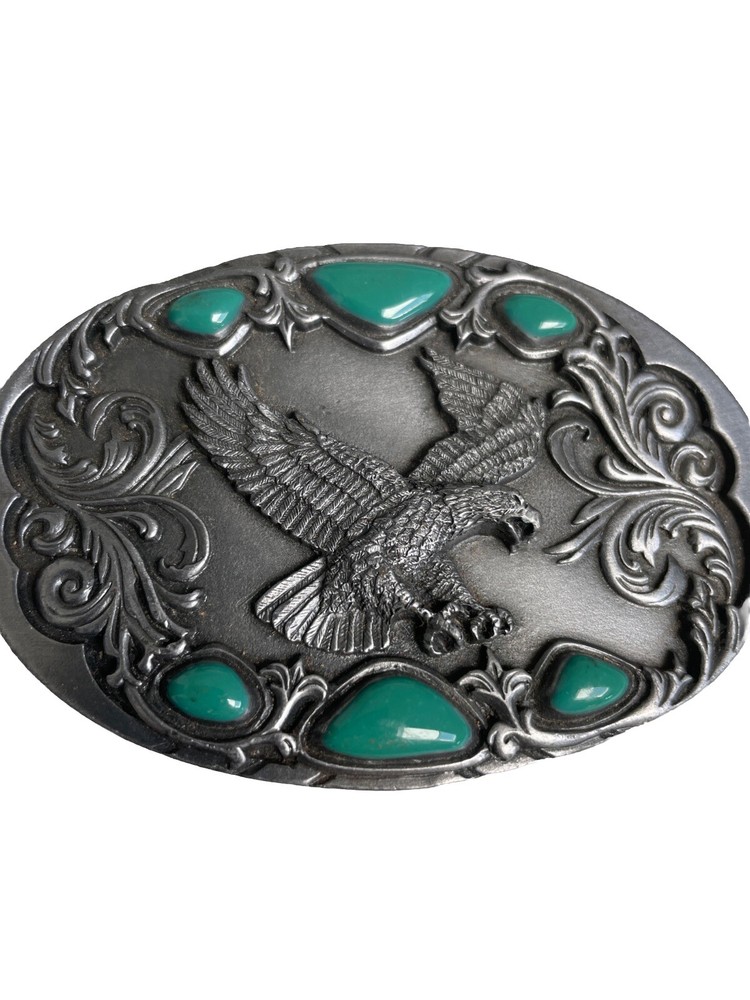 Arroyo Grande Belt Buckle 1992 Southwest Style Eagle Turquoise Colored Stones
