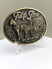 Tulip Time 1984 Horse Carriage Buggy Solid Brass Festival Buckle Limited Iowa