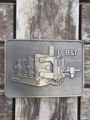 Vtg B&T Rectangular Belt Buckle Brass Stamp Cold Chamber Die Casting Machine