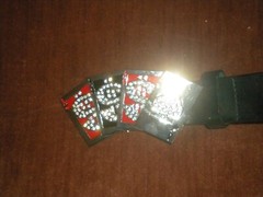 NEW FASHION SILVER BUCKLE WITH CARDS AND DOLLAR SIGN CLEAR STONES ONLY BUCKLE